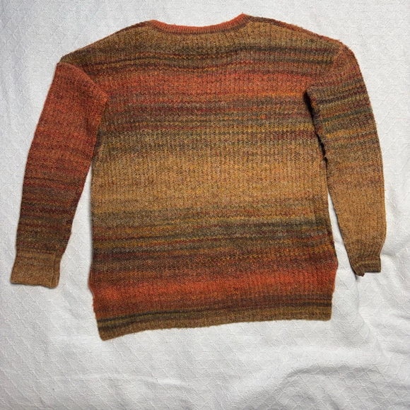 GUC Christian Siriano Wool Blend V-Neck Earthy Toned Shaggy Knit Sz S Sweater - Picture 3 of 6